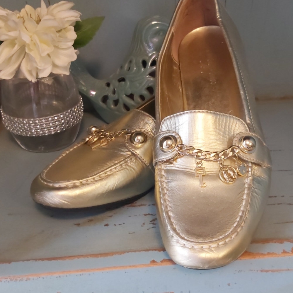 Gold Leather loafers
